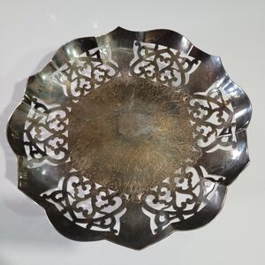 Vintage Silver Plated Pierced Footed Candy Dish